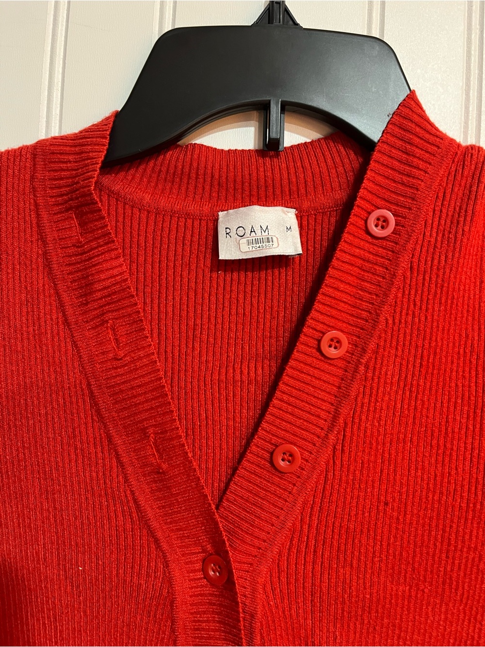 ROAM Red Ribbed Button-Detail V-Neck Maxi Dress - Picture 7 of 7
